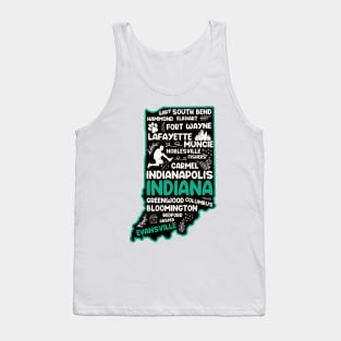 Evansville Indiana cute map Indianapolis, Fort Wayne, Evansville, Carmel, South Bend, Fishers, Bloomington, Hammond, Gary, Lafayette Tank Top